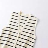 New V-Collar Striped Vest
