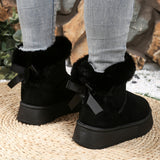 New Autumn And Winter Snow Boots Bow Hair Thick And Velvet Thick Cotton Woman Thick And Thick To Keep Warm Short Boots Snow Cotton