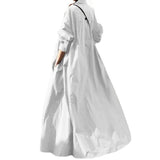 Women's New Dress Solid Color Sweet Retro Long-Sleeved Collar Loose Swing