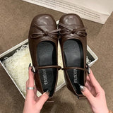 Bow Mary Jane Shoes Women 2025 Autumn New Korean Version Of The Square Head Down Buckle Single Shoes Commuter Flat