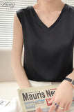 Women's Elegant Blouse Summer Sleeveless Satin Blouse Chiffon Top Shirt Office White Blouse for Women Trend