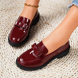 New Patent Leather Bright Eso And Retro Lefu Shoes Large-Size Fashion Casual Single