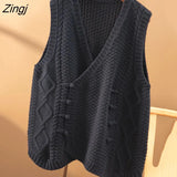 Sweater Vest Women Simple Fashion Korean All-match Solid Spring Knitwear Retro Female Design V-neck Hot Sale Vintage