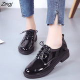 Fashion Spring & Autumn Oxford Flats Woman Loafers Shoes Femme New Patent Leather Shoes Woman Casual Riband Women's