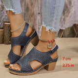 Sandals Women Large-Size Cool Slippers Thick-Soled Fish-Mouthed Sandals Women Hollow Buckle Fashion Roman Sandals