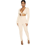 Summer Women's Sexy Umbilly Tying With Hollow Long Sleeves Of