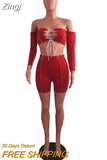 Off Shoulder Sexy Top+Biker Shorts Matching Sets Women Patchwork Bandage Backless Two Piece Outfits Summer