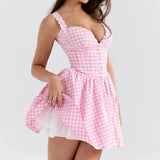 Pink Plaid Mini Dress- Outfit