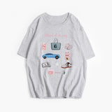 Hand-Painted Printed T-Shirts For Women's Summer New Loose Round-Neck Cotton Short-Sleeved Tops