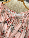 Autumn Women Printed Long Dress Vintage Puff Sleeve High Waist A-Line Casual Maxi Vestidos Vacation Beach Robe