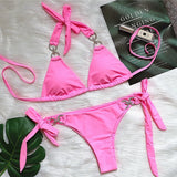 Zingj New Bikini Crystal Diamond Bikini Solid Color Strap Swimsuit High End Sexy Female Swimsuit