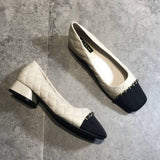 Small Fragrant Low-Heeled Shoes Women's Soft-Soled Working Shoes 2025 New Spring And Autumn Square Head Thick Heel Single Shoes