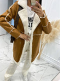 Zingj And Winter 2023 New Solid Color Thickened Lamb Wool Patchwork Coat