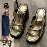 And Loose Cake Thick Bottom Slippers Women Summer Wear High And Cool Drag 2025 New Word Slippers