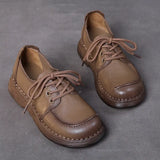 Layer Of Kraft Hand Hand-Skinned Soft Soles Casual Leather Shoes Women's Autumn New Comfortable With Kraft Single Shoes Retro Women's