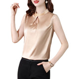 Summer Women's Shirt Chiffon Blouses for Women Sleeveless Solid Shirt Chinese Stand Neck Blouse Female Embroiderey