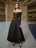 French Style Shoulder Folding Long-Sleeved Dress In Spring 2025 New Temperament Elegant High-End Evening