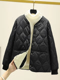 Coat Cotton Women With Plus Thick Small Cotton Jackets Small Lattice Lattice Lingge Cotton Clothes