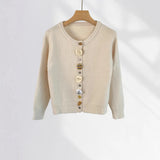 Zingj A Niche Button Knit Sweater With A Spring Dress Women's New Black Loose Coat Thick Cardigan