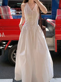 Island Pink Niche Gentle And Comfortable Thin Hanging Neck Dress Women Lace Splicing French Long