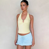 Women's Clothing 2025 Summer New Hottie Style Sexy Hanging Neck Tie Bare Back Repair