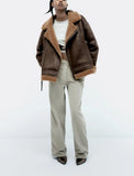 New Women's Lapel Loose Long Sleeve Lamb Fur One Double-Sided Jacket Coat