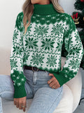 Shooting Autumn And Winter Snowflake Pattern Lantern Long Sleeve High-Necked Collar Sweater Women's
