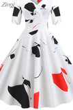 Sleeve Black Autumn Winter Women Dress Floral Print Vintage Party Dresses Robe Casual Rockabilly A-Line Pin Up