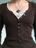knitted top with lace pattern and