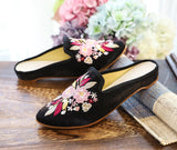 Zingj Single Shoes Cotton Shoes Pointed Shoes Muller Shoes Fashion National Style Women's Single Shoes Embroidered Cloth
