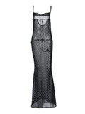 Polka Dot Sheer Mesh Maxi Dress- Outfit