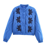 Women's Clothing 2025 Winter Small Collar Single Row Buckle Long-Sleeved Embroidered Cotton Coat Women