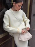 Short Gray Jacket Sweater For The Autumn And Winter 2025 Loose Long-Haired Alpaca Collar Knitted