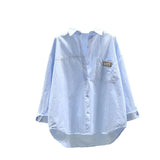 Long-Sleeved Shirt Women 2025 Spring And Autumn New Fashion Loose Version Of Temperament With A Solid Color Open Shirt Shirt Women's