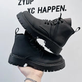 Zingj Wind Ins Black Martin Boots Male Trend Autumn And Winter Tooling Locomotive Boots Korean Version High Gang