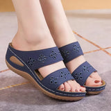 And Summer New Slope And Slippers Women's Cool Slippers Embroidered Solid Sand Sand Sandals Casual Suture