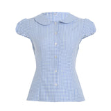 New Temperamental Femininity Polo Collar Short-Sleeved Shirt Hottie Street Commute Wrinkles On The