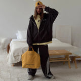 Back Letter-Print Hooded Jacket Suit Women Loose Leisure Relaxation Atmosphere Sense Sports Style Two