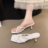 Women 2025 Summer New Sexy Leopard Fine And Cool Drag Square Fashion Wearing Slippers
