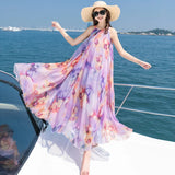 Zingj Beach Vacation Skirt Travel Summer Plus Size Long Sleeved Chiffon Dress Long Skirt Fairy