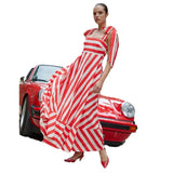 Zingj Spring / Summer New Striped Print Fresh And Sweet Fashion With Large Hem Dress