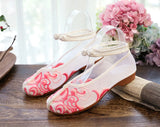 Zingj Shoes Sandals Net Gauze Shoes Ox Tendon Bottom Summer Style Ethnic Wind Embroidered Cloth Shoes Women's Shoes Female Student