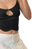 2023 Sexy Women Summer Low Cut Mini Vests Tank Solid Sleeveless Backless Tie-up Hollow Out Camis Y2K Streetwear