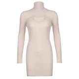 Zingj Color Autumn Tight Show Thin Sling High Collar Two Sets Of Women's Dress