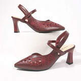 High-Heeled Sandals New Fashion Pointed Sandals Behind The Air Soft Leather Hollow Hollow High Heels