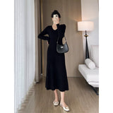 Zingj Knitting Dress That Matches Overcoat Female Autumn Winter Temperament Famous Socialite Senior Sense To Close Waist Inside Build A Word Wool Skirt Long