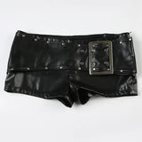 Design Rivet Buckle Belt Low-Waisted Leather Pants Hot Girl Dark Punk Wind Straight