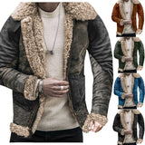 Winter New Fur Integrated Men's Coat Thick Imitation Leather Velvet Printed Jacket