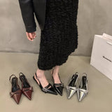 High-Heeled Shoes Red Bag Head Sandals Fairy Shoes 2025 New Spring And Summer Black French Pointed Single
