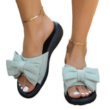 Summer New Korean Version Of The Bow Flat-Bottom Slippers Women Wearing Toe-Word Drag Fashion Beach Cool